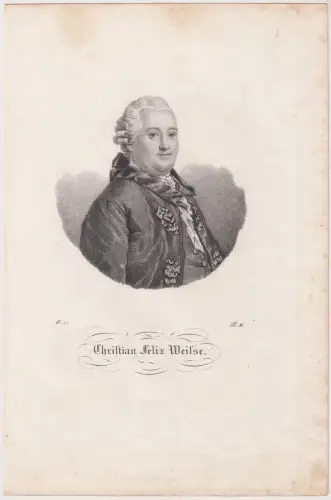 Lithografie: Christian Felix Weisse, 1840, Grafik, Portrait, Brustbild, Sachsen