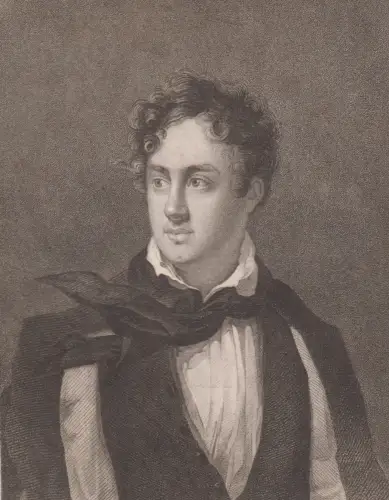 Stahlstich: Lord Byron, um 1840, Grafik, Bibliographisches Institut, Portrait