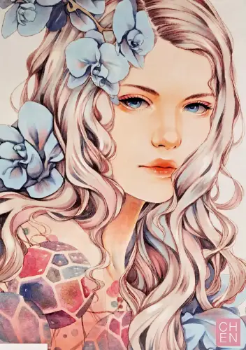 Gerahmter Kunstdruck von Chen Long Chung, sehr guter Zustand, Artprint, Manga