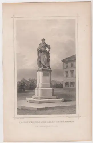 Stahlstich: C. M. von Weber's Denkmal in Dresden, Dresden, G. G. Lange, um 1830