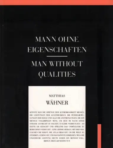 Ausstellungskatalog: Mann ohne Eigenschaften, Wähner, Matthias, 1994, Fotomuseum