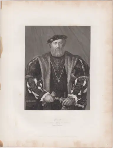 Stahlstich: Sforza - Herzog von Mailand, Portrait, A. H. Payne, um 1850, Grafik