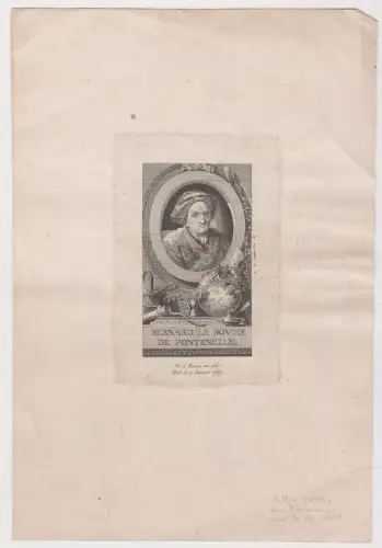 Kupferstich: Bernard le Bovier de Fontenelle, Frankreich, Graik, Portrait