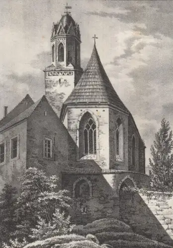 Lithografie: Die wendische Kirche zu Löbau, um 1836, Eduard Pietzsch & Comp