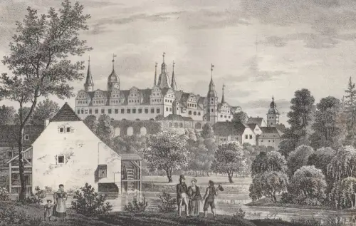 Lithografie: Das Schloss zu Merseburg, 1836, Eduard Pietzsch & Comp., Saxonia