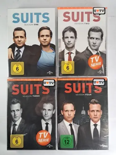 DVD: Suits. Staffel 1-4, Meghan Markle, Patrick J. Adams, Gabriel Macht, 4 Boxen