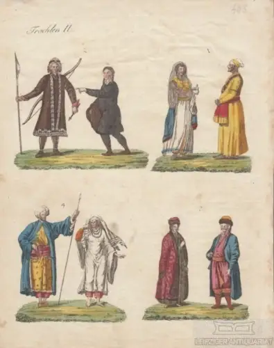 Trachten. Tafel II. Östliche Trachten, Kupferstich, Bertuch. Kunstgrafik, 1805