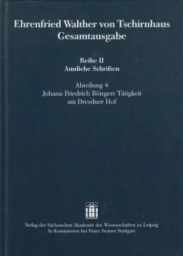 Ehrenfried Walther von Tschirnhaus Gesamtausgabe, Reihe II, Abt. 4, Knobloch