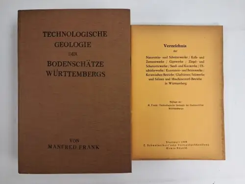 Buch: Technologische Geologie der Bodenschätze Württembergs, Manfred Frank, 1949
