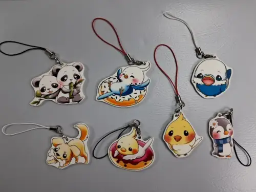 7 Anhänger Kawaii Manga Anime, Arian Rahmatzai, Vogel, Pinguin, Donut, Panda