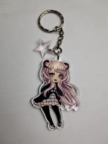 Schlüsselanhänger Kawaii Manga Girl, Hidekos Artwork, Acryl-Anhänger, Anime