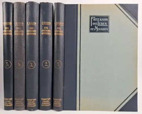 Buch: Das Leben des Menschen 1-5, Fritz Kahn. 5 Bände, 1926 ff, Kosmos / Franckh