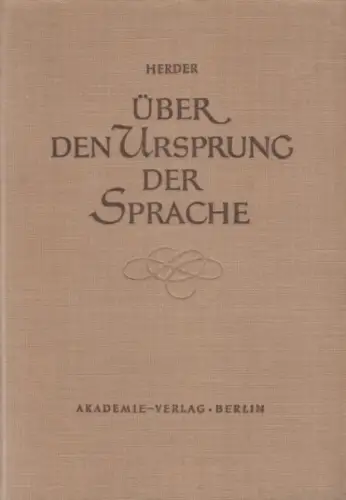 Buch: Über den Ursprung der Spache, Herder, Johann Gottfried. 1959