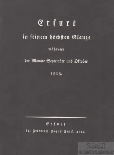 Buch: Erfurt in seinem höchsten Glanze während der Monate September... Arnold