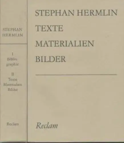 Buch: Bibliographie / Texte, Materialien, Bilder (2 Bde.). Hermlin, 1985, Reclam
