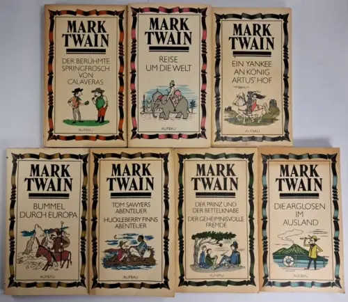 7 Bücher Mark Twain, Aufbau Verlag, Arglosen, Prinz, Fremde, Reise um die Welt..