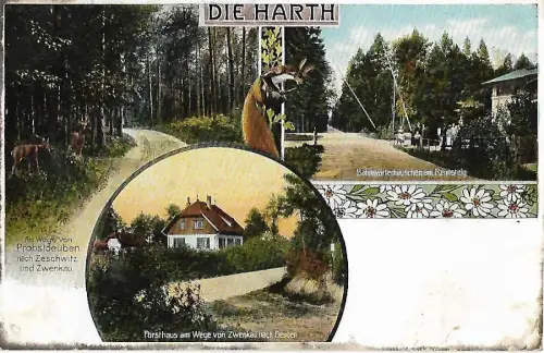 AK Die Harth. Forsthaus. Lithografie. ca. 1927, gebraucht, gut