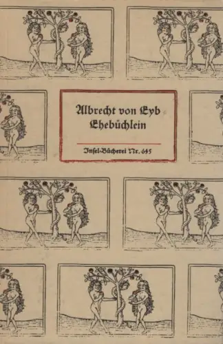 Insel-Bücherei 645, Ehebüchlein, Eyb, Albrecht von. 1986, Insel-Verlag
