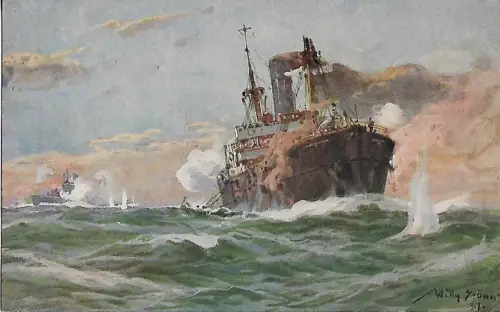 AK Künstler Postkarte. Willy Stöwer. ca. 1922, Schifffahrt, gebraucht, gut
