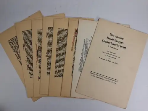 Buch: Die kleine Heidelberger Liederhandschrift - In Nachbildung, Kraus, Carl v.
