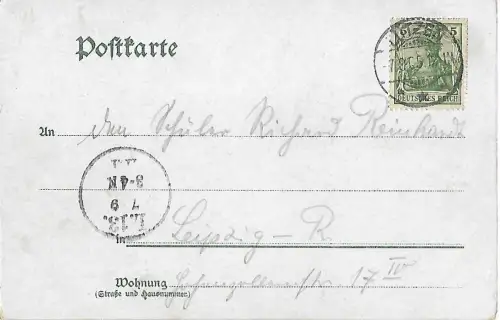 AK Gruss aus Lützen. Gustav Adolf Denkmal. Lithografie. ca. 1905, gebraucht, gut