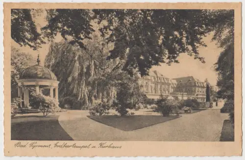 AK Bad Pyrmont. Erbeertempel u. Kurhaus, Hermann Lorch, Dortmund, ungelaufen