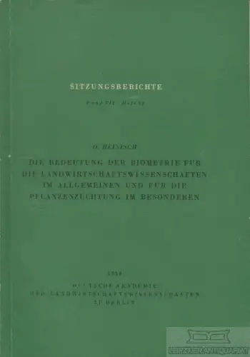 Buch: Die Bedeutung der Biometrie für die Landwirtschaften im... Heinisch, O
