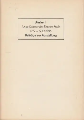 Buch: Atelier II, Sehrt, Hans-Georg. 1986, Druck und Buch, gebraucht, gut
