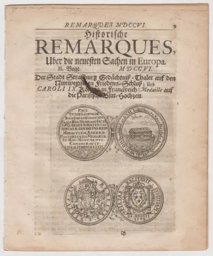 Historische Remarques, Über die neuesten Sachen in Europa II. Boge / 1706