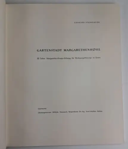 Buch: Gartenstadt Margarethenhöhe, Steinhauer, Margarethe-Krupp-Stiftung, 1956