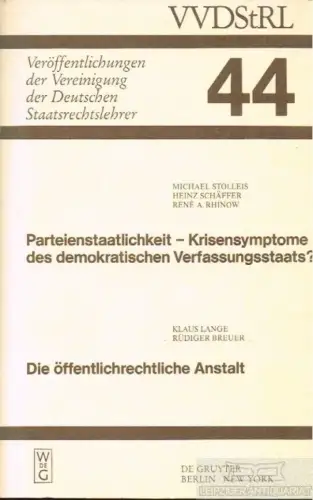 Buch: Parteienstaatlichkeit - Krisensymptome des demokratischen... Lange. 1986