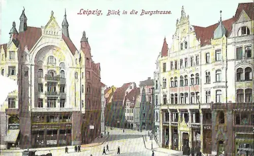 AK Leipzig. Blick in die Burgstrasse. ca.1906