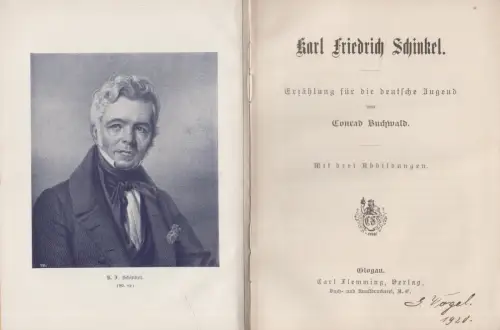 Buch: Karl Friedrich Schinkel, Conrad Buchwald, ca. 1920, Verlag Carl Flemming