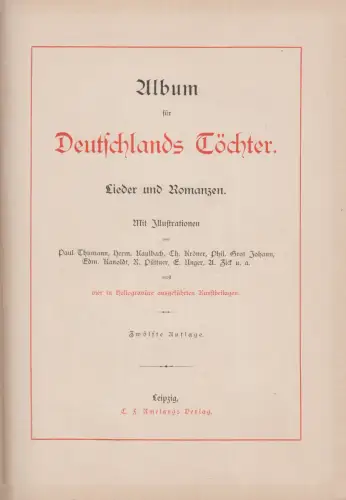 Buch: Album für Deutschlands Töchter, Lieder und Romanzen, C. F. Amelang Verlag