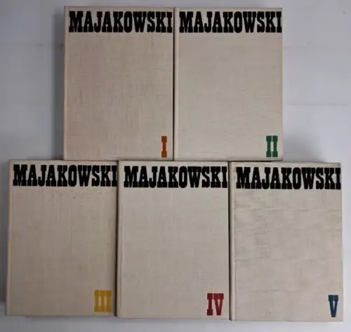 Buch: Wladimir Majakowski -Ausgewählte Werke I-V, 1968, Volk & Welt, 5 Bände