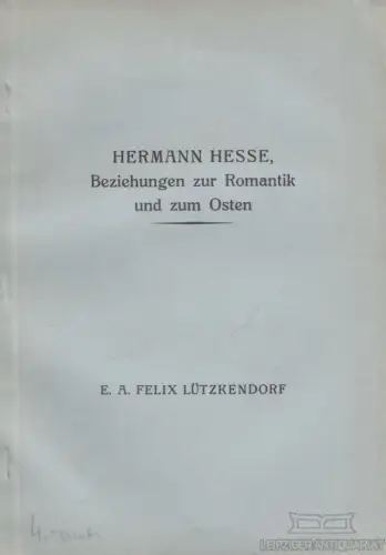 Buch: Hermann Hesse, als religiöser Mensch, in Beziehungen zur... Lützkendorf