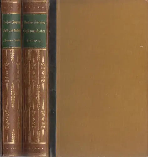 Buch: Soll und Haben, Freytag, Gustav, 1917, Hirzel, Roman, 6 Bücher, 2 Bände