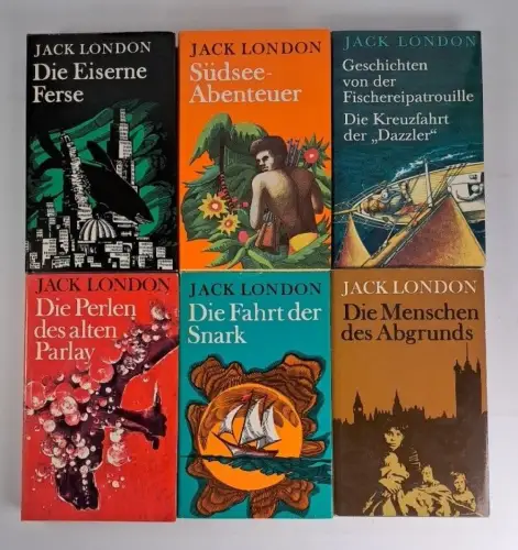 6 Bücher Jack London: Südsee-Abenteuer, Die Eiserne Ferse, Die Perlen des ....