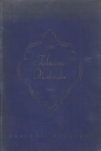 Buch: Faktoren-Kalender 1925/1926, Gubisch, Adolf. 1925