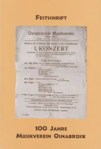 Buch: 100 Jahre Musikverein Osnabrück. 1999, Musikverein Osnabrück, Festschrift