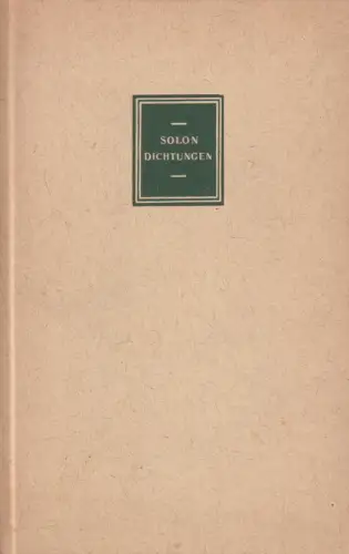 Buch: Dichtungen, Solon, 1945, Ernst Heimeran, Sämtliche Fragmente, gebraucht