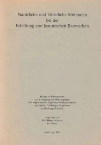 Buch: Natürliche und künstliche Methoden bei der Erhaltung von... Martini. 1982