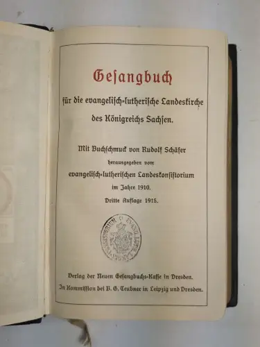 Buch: Gesangbuch für die evangelisch-lutherische Landeskirche Sachsen, 1915
