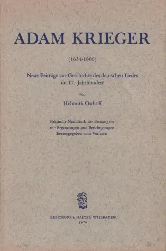 Buch: Adam Krieger, Osthoff, Helmuth, 1970, gebraucht, akzeptabel