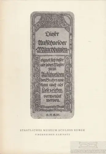Buch: Lesezeichen, Lang, Lothar u.a. Pirckheimer-Kabinett, Katalog, 1983