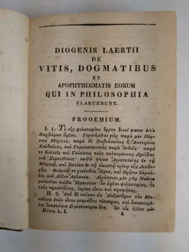 Buch: Diogenis Laertii de Vitis Philosophorum Libri X, Laertios, 1833, Tauchnitz