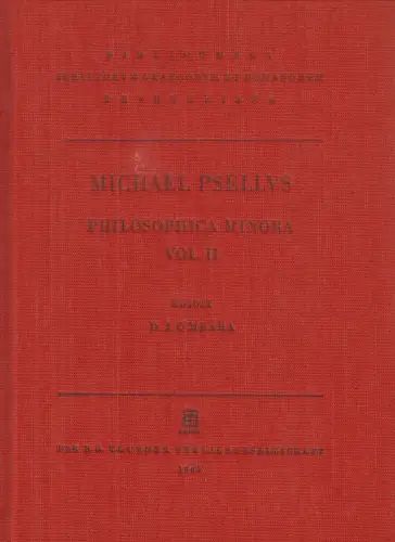 Buch: Philosophica Minora Vol. II, Psellus, Michael, 1989, gebraucht, sehr gut
