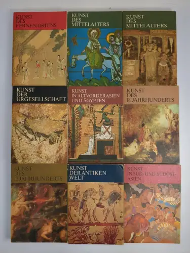 9x Kleine Geschichte der Kunst, Mittelalter, Ferner Osten, Urgesellschaft ...