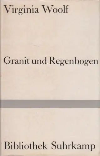 Buch: Granit und Regenbogen, Essays, Virginia Woolfe, 1960, Bibliothek Suhrkamp