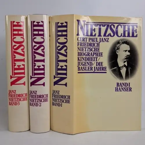 Buch: Friedrich Nietzsche, Biografie, Curt Paul Janz, 3 Bände, 1978, Hanser